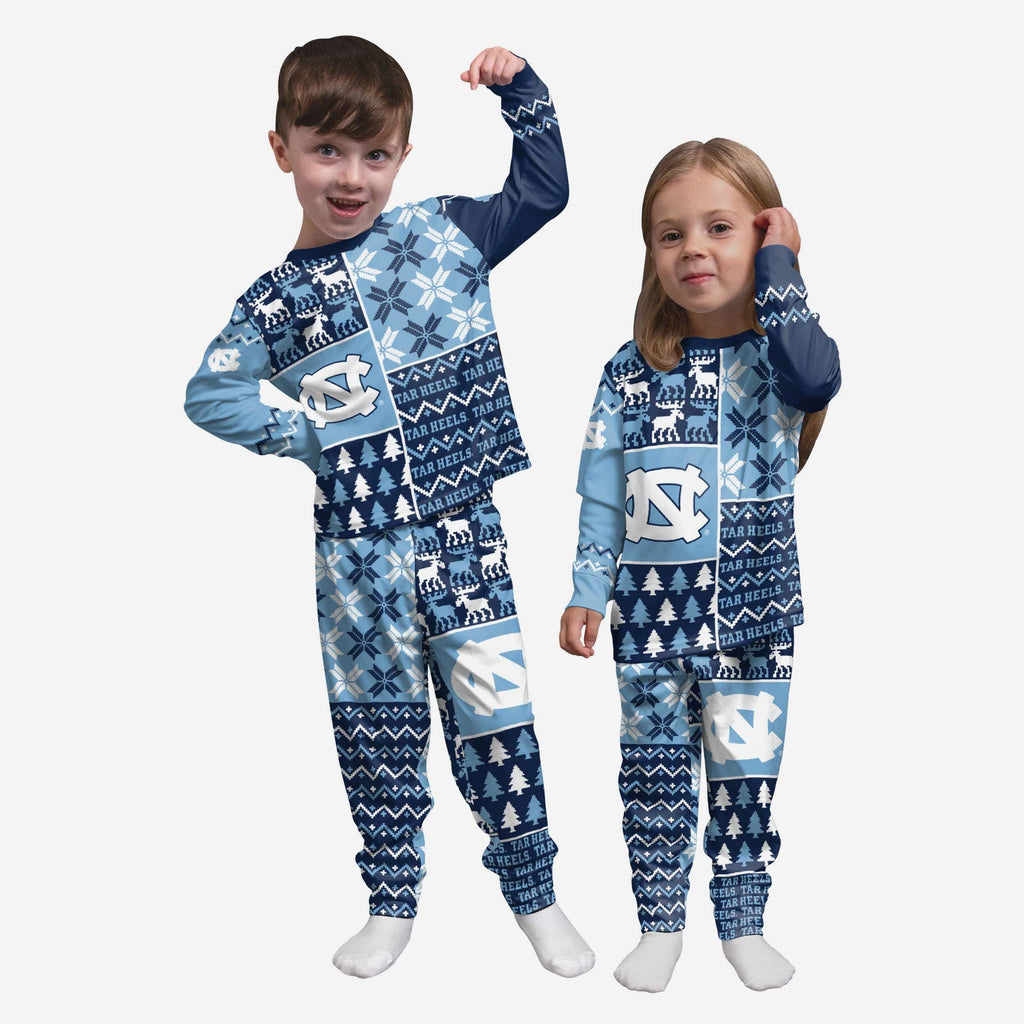 North Carolina Tar Heels Toddler Busy Block Family Holiday Pajamas FOCO 2T - FOCO.com