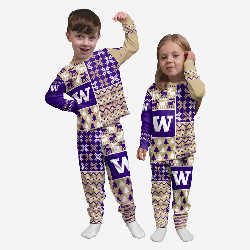 Washington Huskies Toddler Busy Block Family Holiday Pajamas FOCO 2T - FOCO.com