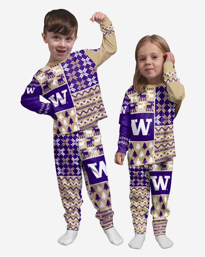 Washington Huskies Toddler Busy Block Family Holiday Pajamas FOCO 2T - FOCO.com