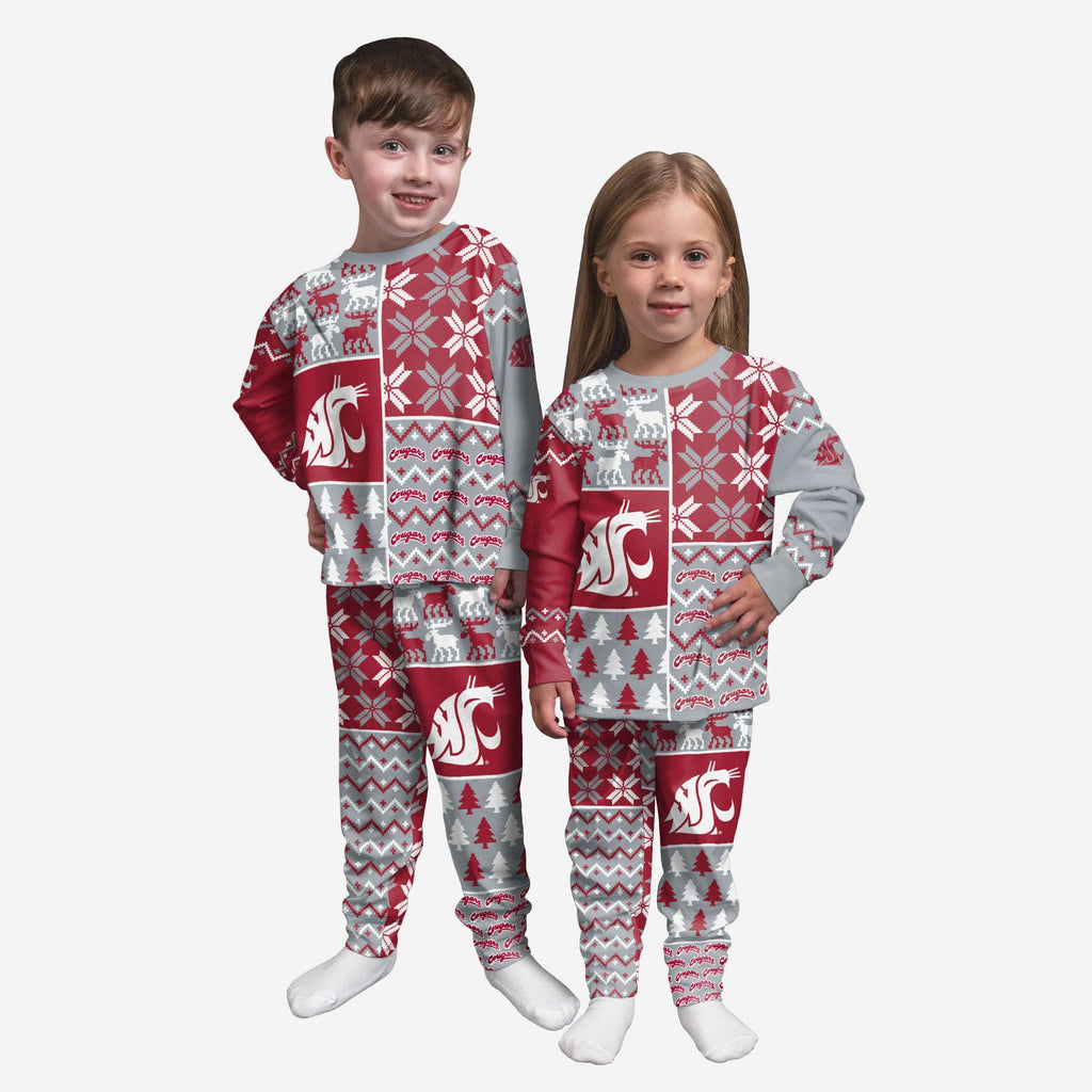 Washington State Cougars Toddler Busy Block Family Holiday Pajamas FOCO 2T - FOCO.com