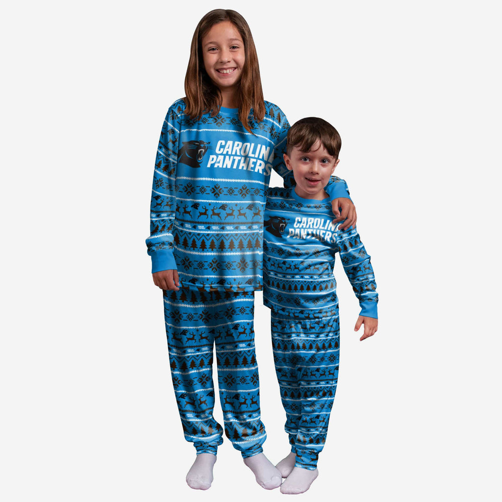 Carolina Panthers Youth Family Holiday Pajamas FOCO 4 - FOCO.com