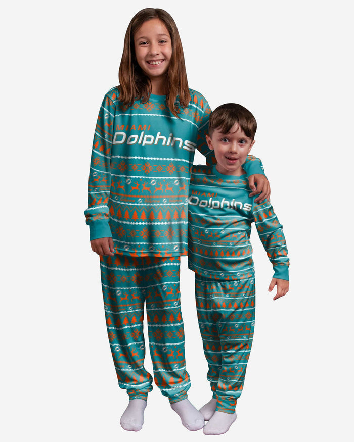 Miami Dolphins Youth Family Holiday Pajamas FOCO 4 - FOCO.com