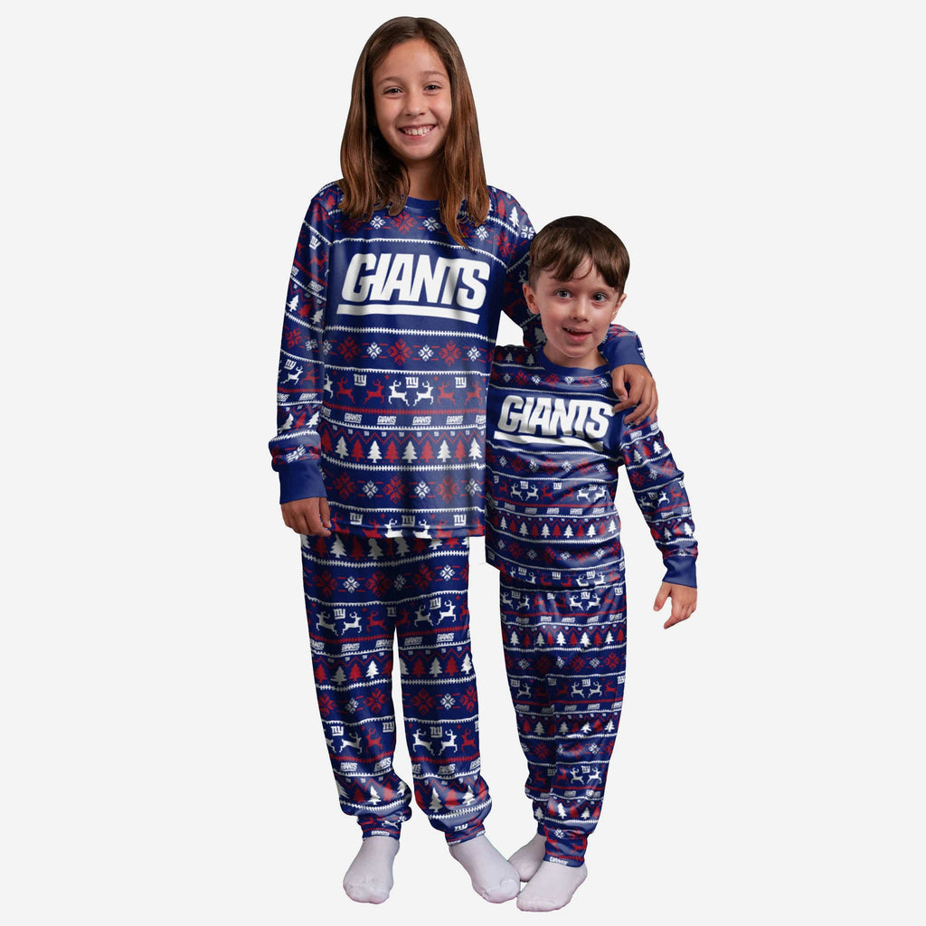 New York Giants Youth Family Holiday Pajamas FOCO 4 - FOCO.com