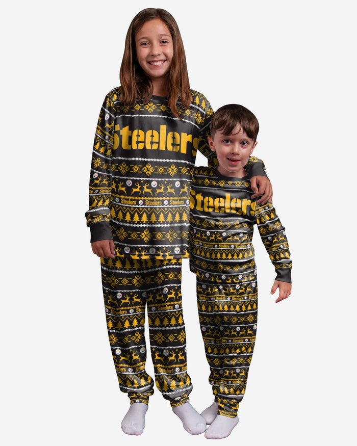 Pittsburgh Steelers Youth Family Holiday Pajamas FOCO 4 - FOCO.com