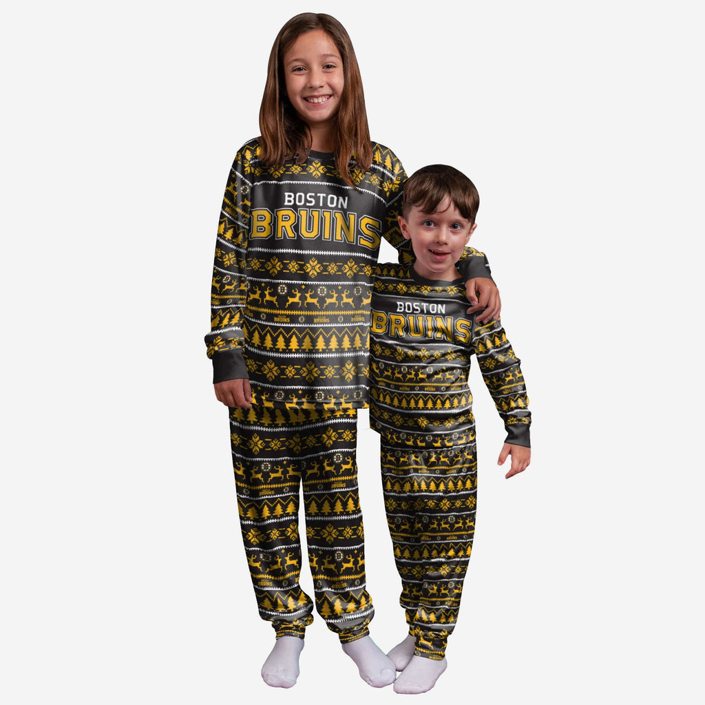 Boston Bruins Youth Family Holiday Pajamas FOCO - FOCO.com