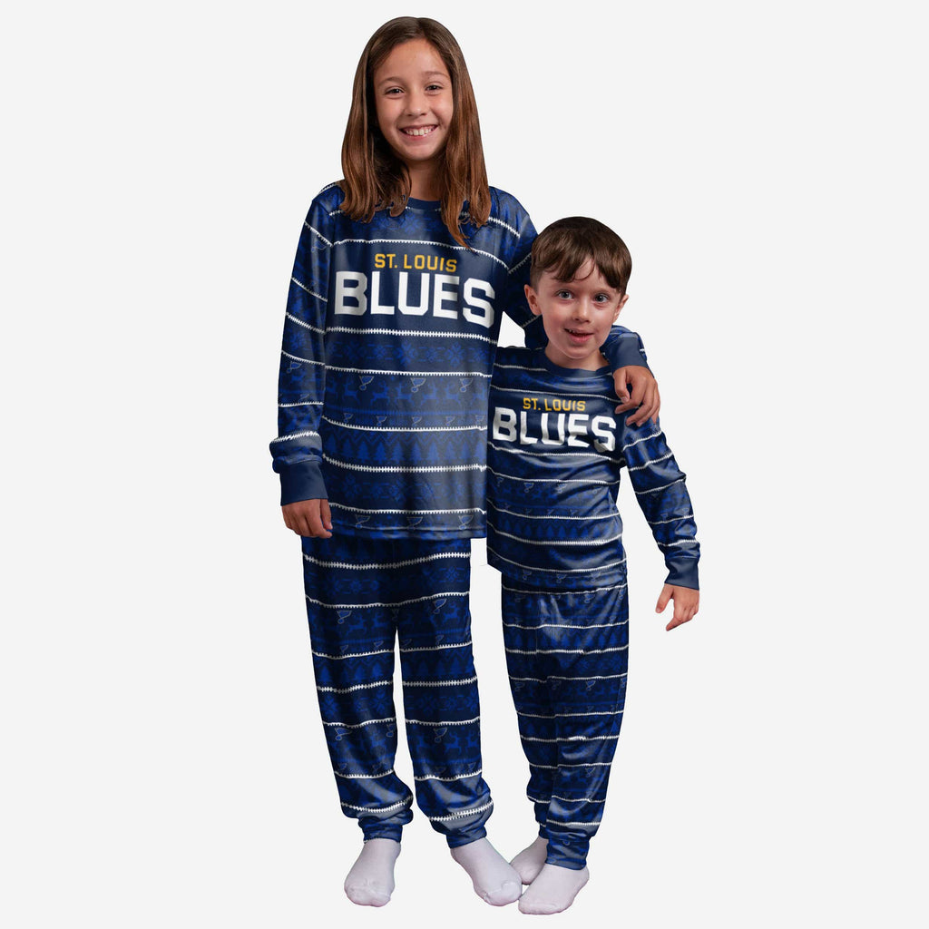 St Louis Blues Youth Family Holiday Pajamas FOCO - FOCO.com