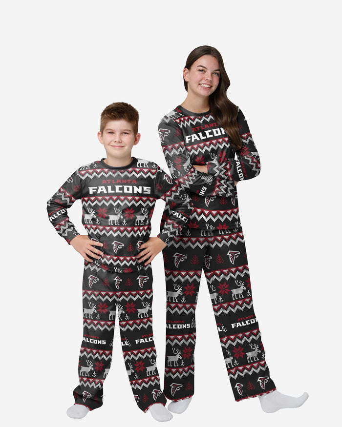 Atlanta Falcons Youth Ugly Pattern Family Holiday Pajamas FOCO 4 - FOCO.com