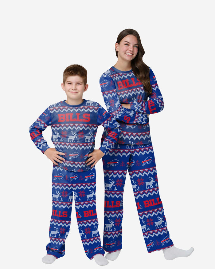 Buffalo Bills Youth Ugly Pattern Family Holiday Pajamas FOCO 4 - FOCO.com