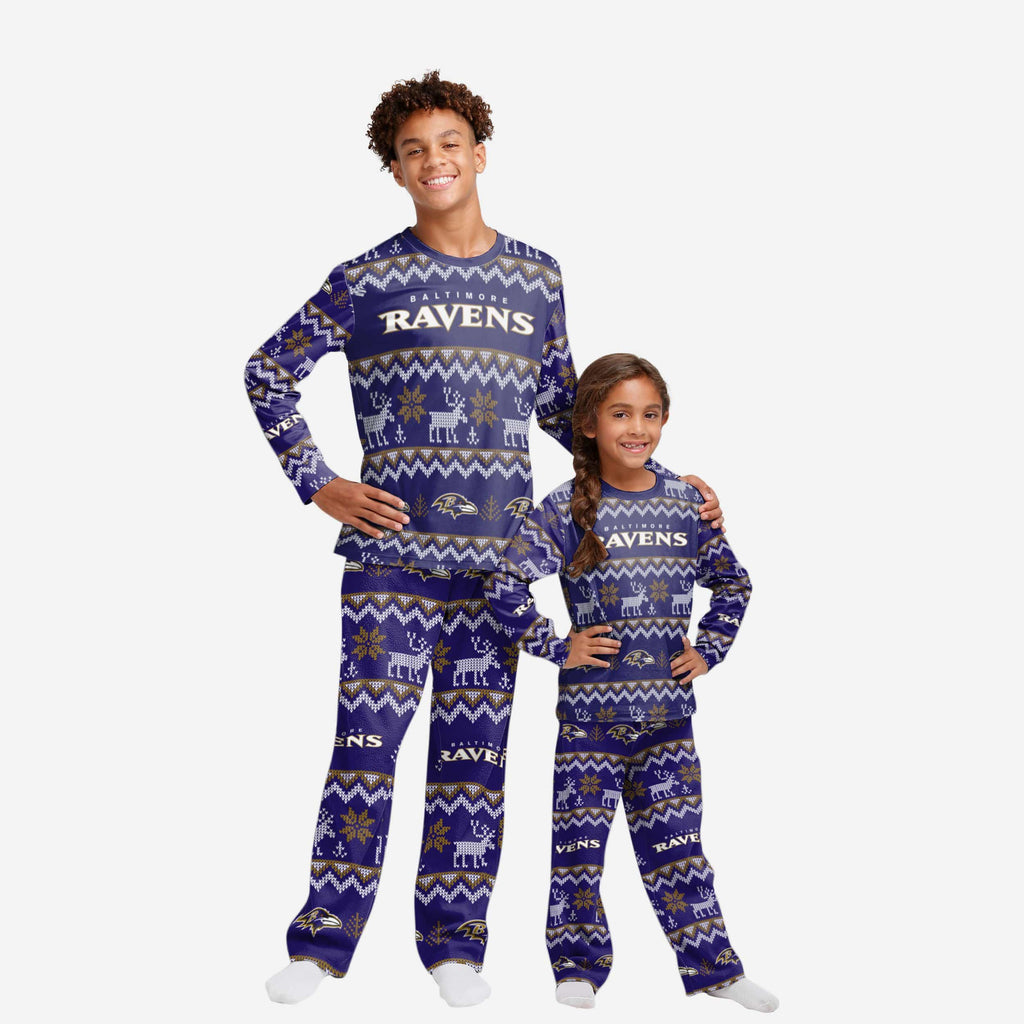 Baltimore Ravens Youth Ugly Pattern Family Holiday Pajamas FOCO 4 - FOCO.com