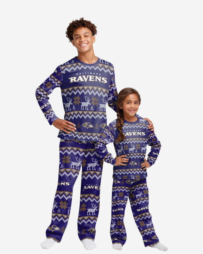 Baltimore Ravens Youth Ugly Pattern Family Holiday Pajamas FOCO 4 - FOCO.com