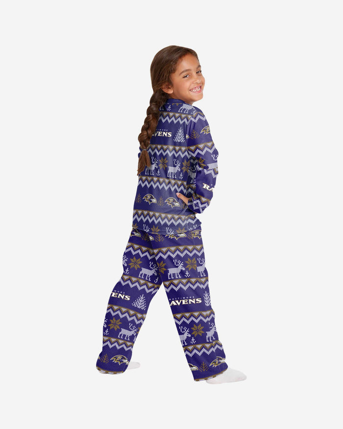 Baltimore Ravens Youth Ugly Pattern Family Holiday Pajamas FOCO - FOCO.com