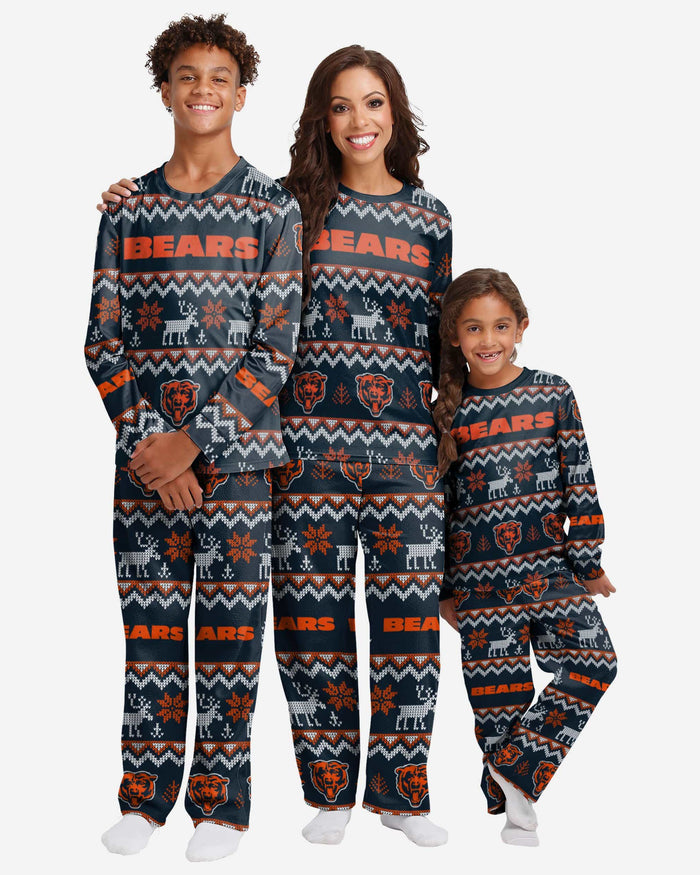 Chicago Bears Youth Ugly Pattern Family Holiday Pajamas FOCO - FOCO.com