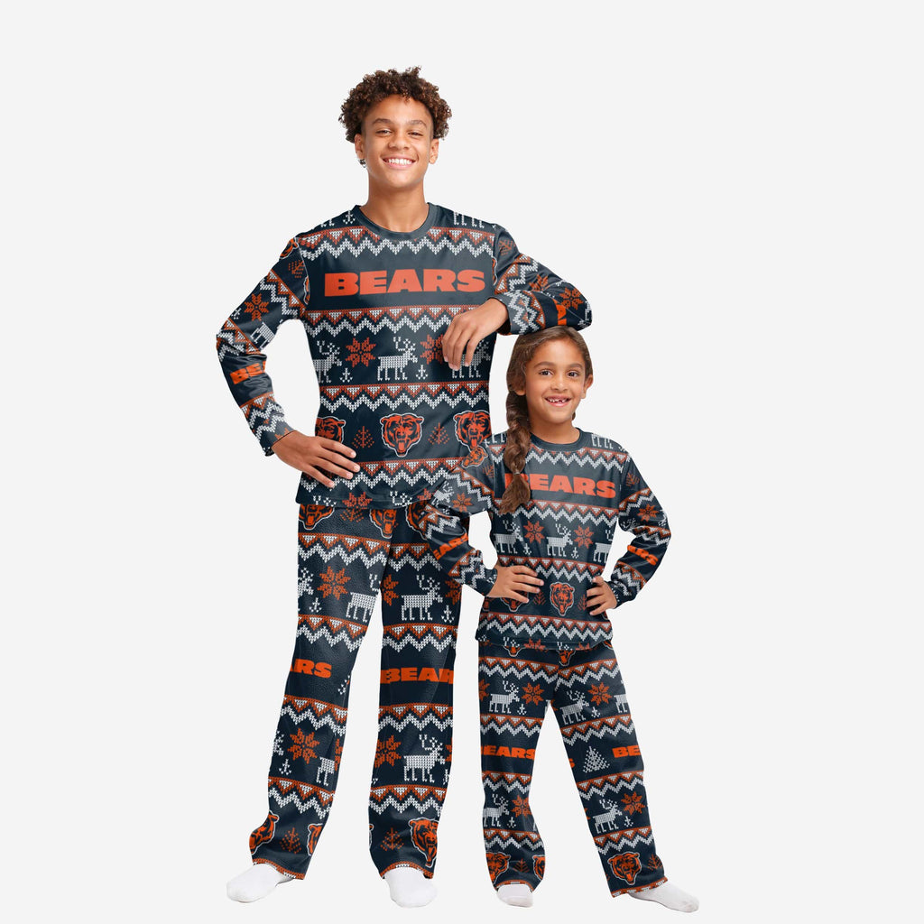 Chicago Bears Youth Ugly Pattern Family Holiday Pajamas FOCO 4 - FOCO.com