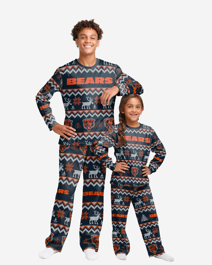 Chicago Bears Youth Ugly Pattern Family Holiday Pajamas FOCO 4 - FOCO.com