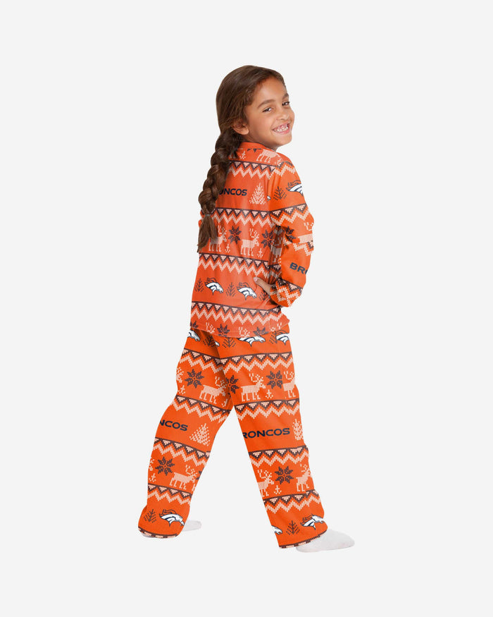 Denver Broncos Youth Ugly Pattern Family Holiday Pajamas FOCO - FOCO.com