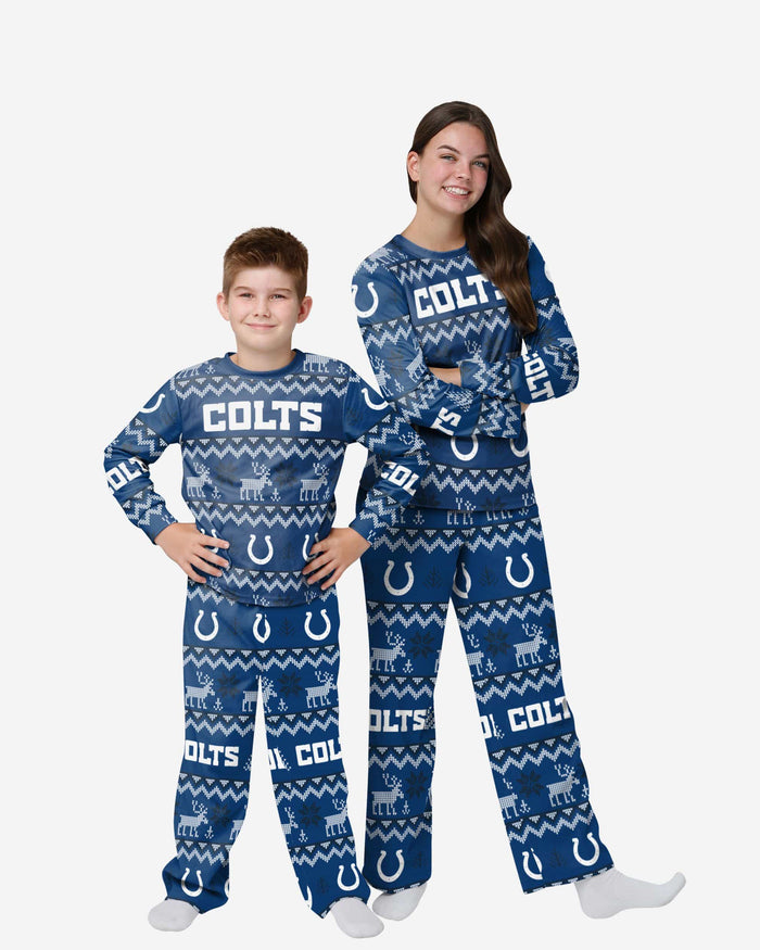 Indianapolis Colts Youth Ugly Pattern Family Holiday Pajamas FOCO 4 - FOCO.com