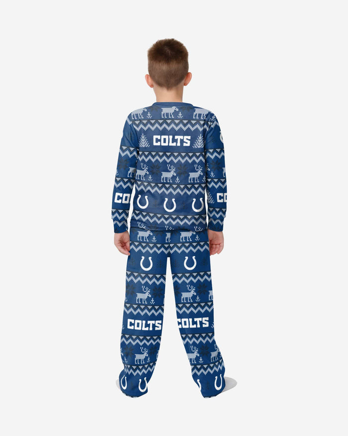 Indianapolis Colts Youth Ugly Pattern Family Holiday Pajamas FOCO - FOCO.com