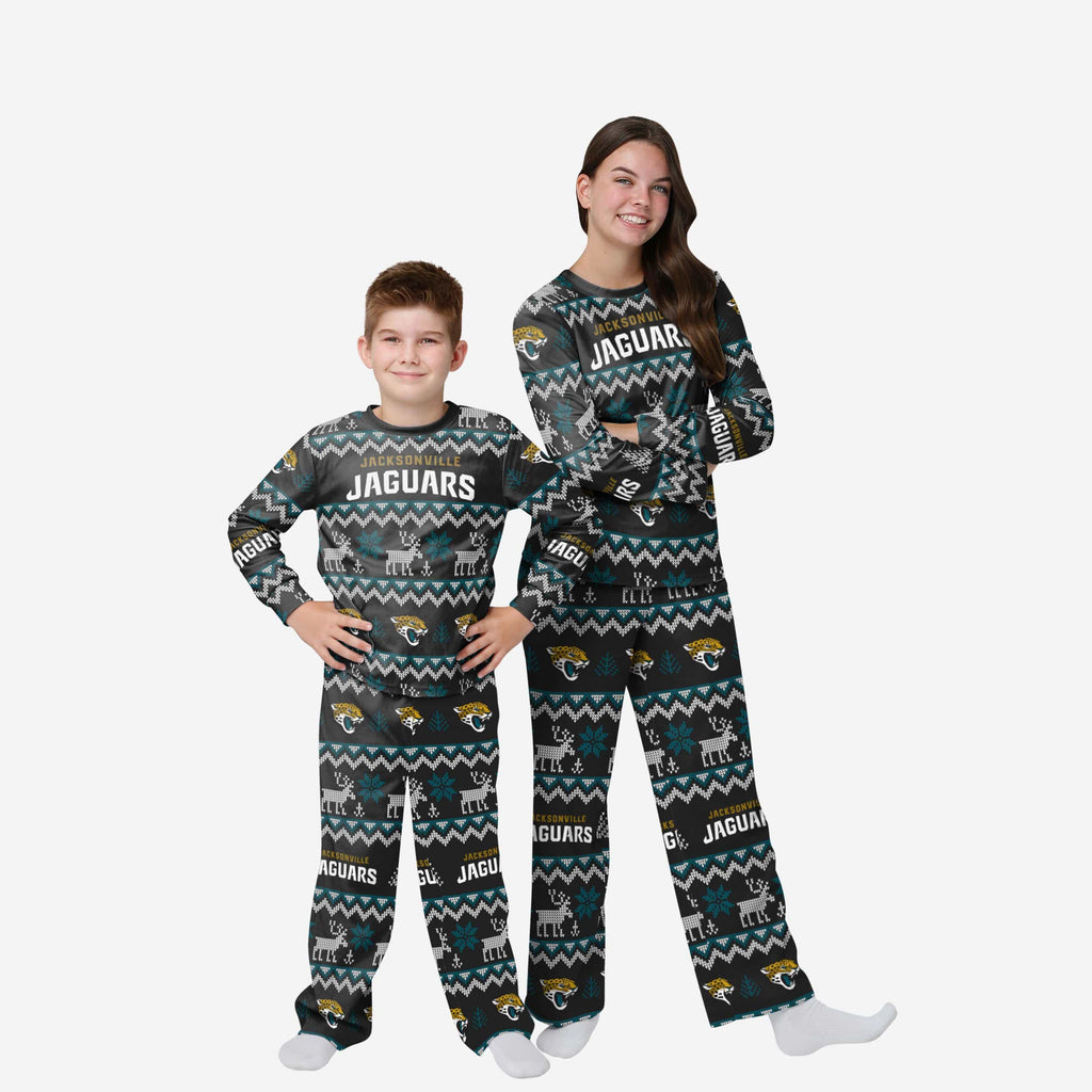 Jacksonville Jaguars Youth Ugly Pattern Family Holiday Pajamas FOCO 4 - FOCO.com