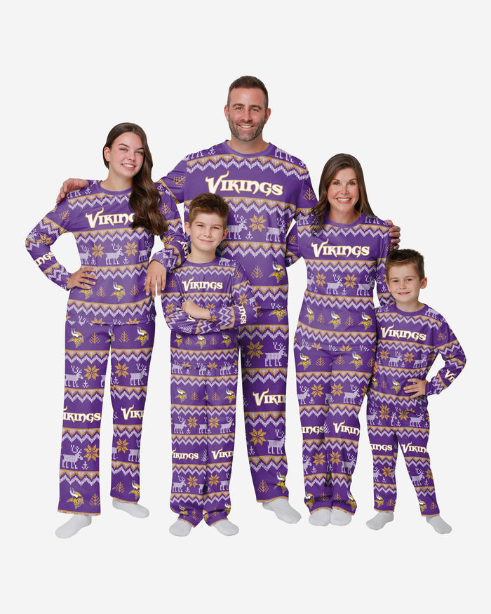 Minnesota Vikings Youth Ugly Pattern Family Holiday Pajamas FOCO - FOCO.com