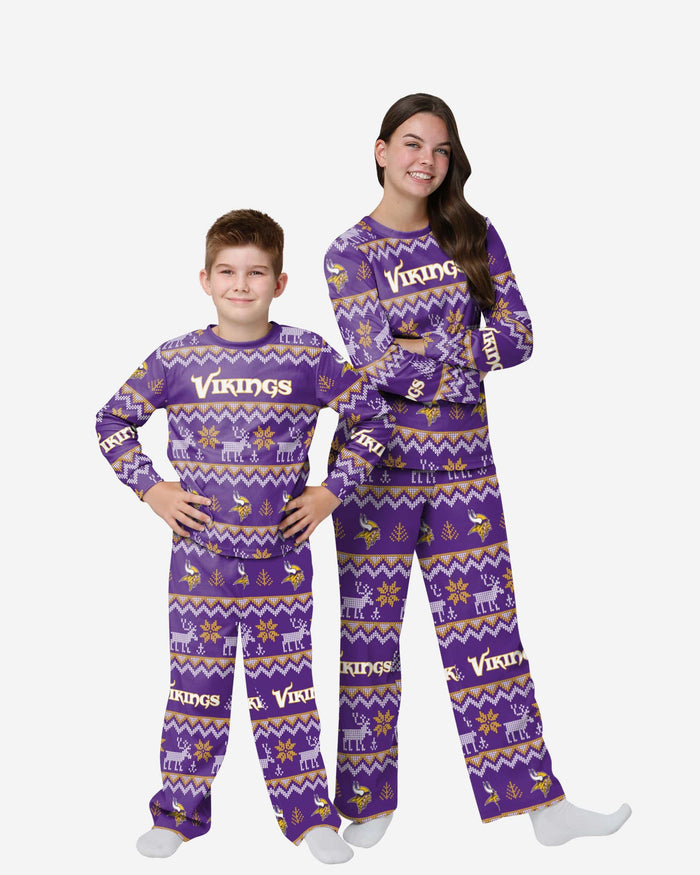 Minnesota Vikings Youth Ugly Pattern Family Holiday Pajamas FOCO 4 - FOCO.com