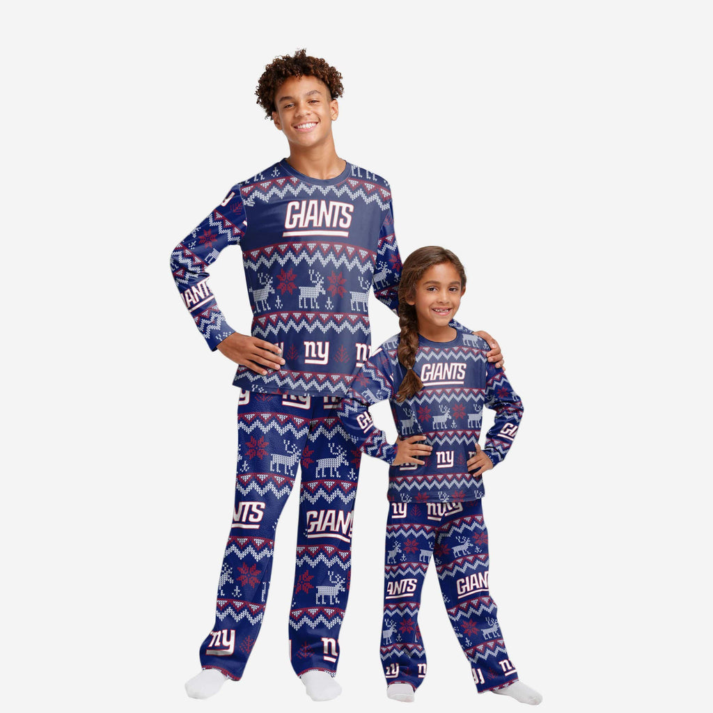 New York Giants Youth Ugly Pattern Family Holiday Pajamas FOCO 4 - FOCO.com