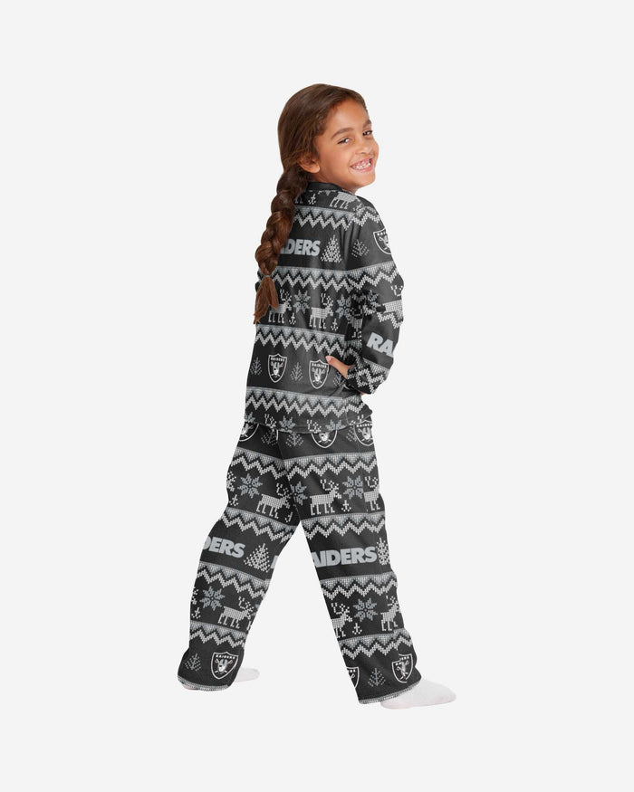 Las Vegas Raiders Youth Ugly Pattern Family Holiday Pajamas FOCO - FOCO.com