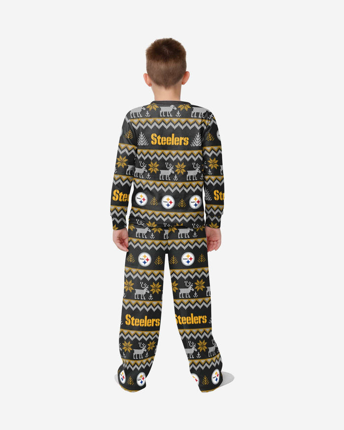 Pittsburgh Steelers Youth Ugly Pattern Family Holiday Pajamas FOCO - FOCO.com