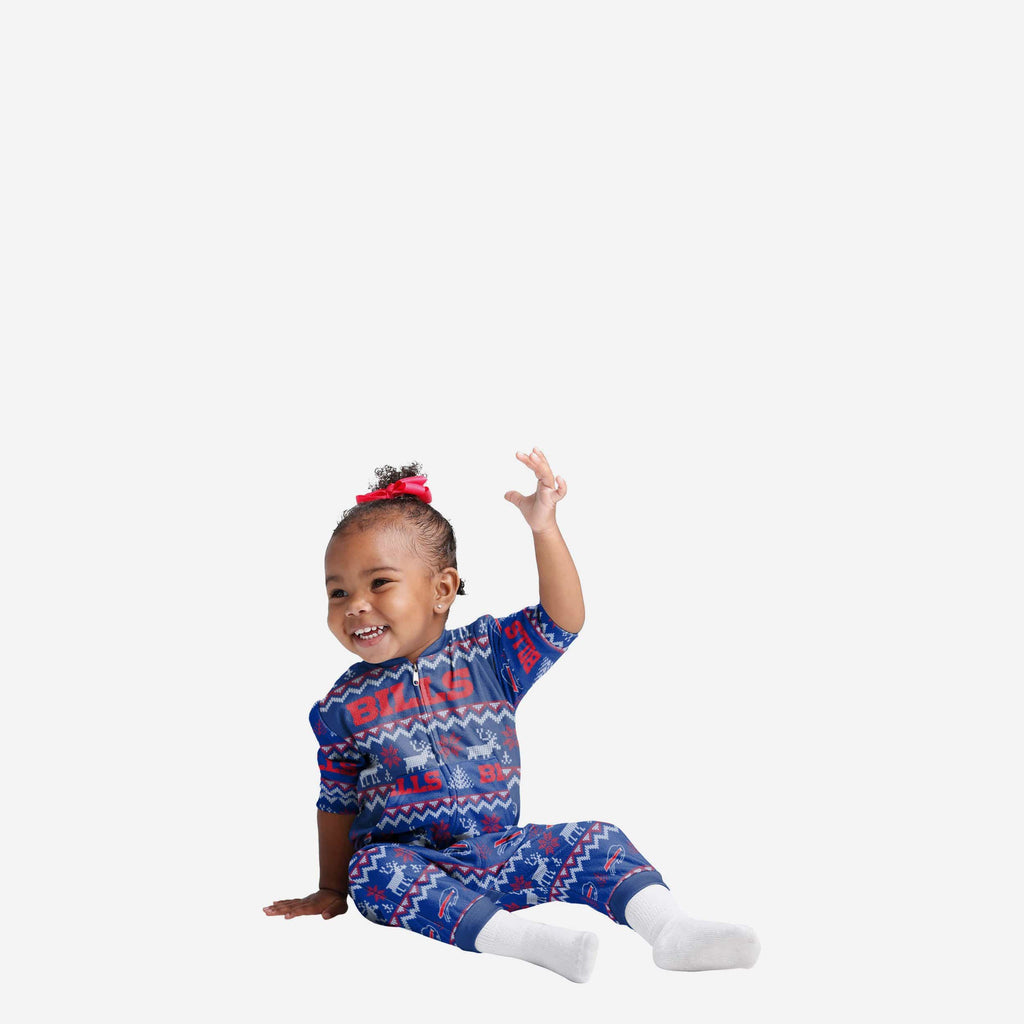 Buffalo Bills Infant Ugly Pattern Family Holiday Pajamas FOCO 12 mo - FOCO.com