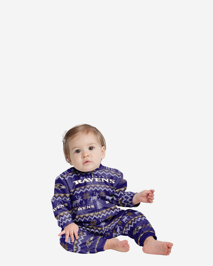 Baltimore Ravens Infant Ugly Pattern Family Holiday Pajamas FOCO 12 mo - FOCO.com