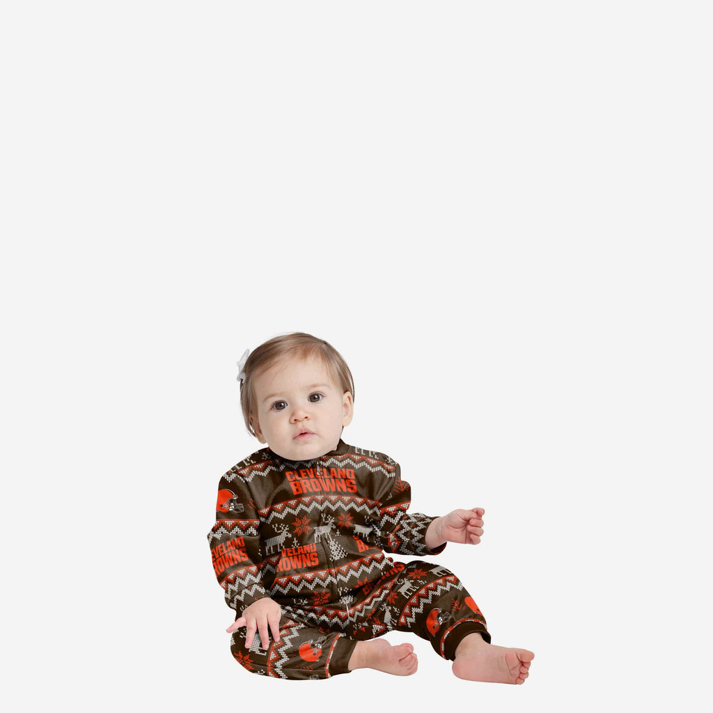 Cleveland Browns Infant Ugly Pattern Family Holiday Pajamas FOCO 12 mo - FOCO.com