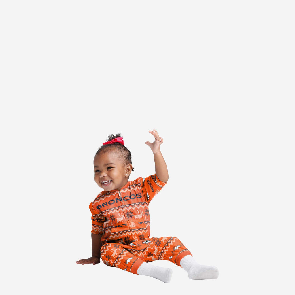 Denver Broncos Infant Ugly Pattern Family Holiday Pajamas FOCO 12 mo - FOCO.com