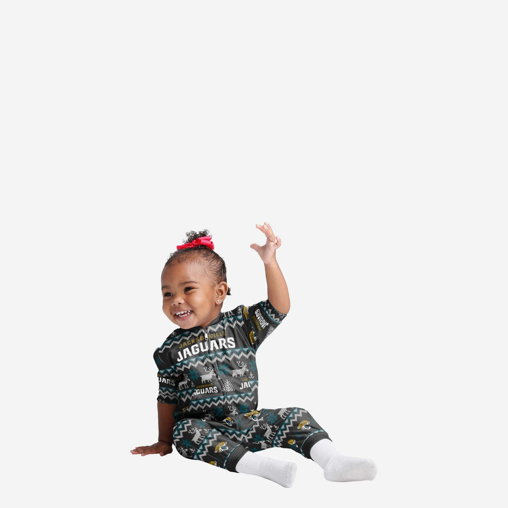 Jacksonville Jaguars Infant Ugly Pattern Family Holiday Pajamas FOCO 12 mo - FOCO.com