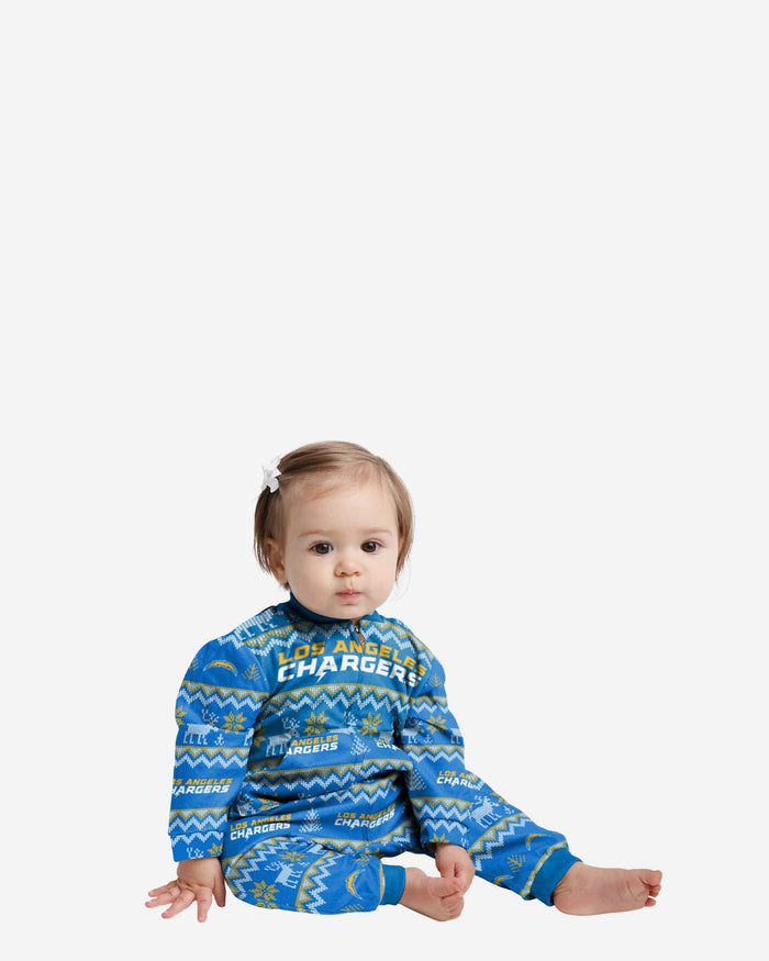 Los Angeles Chargers Infant Ugly Pattern Family Holiday Pajamas FOCO 12 mo - FOCO.com