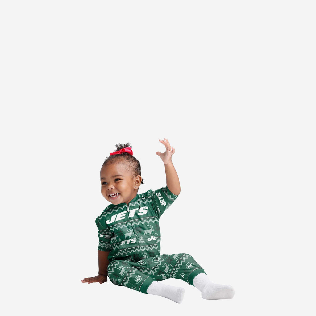 New York Jets Infant Ugly Pattern Family Holiday Pajamas FOCO 12 mo - FOCO.com