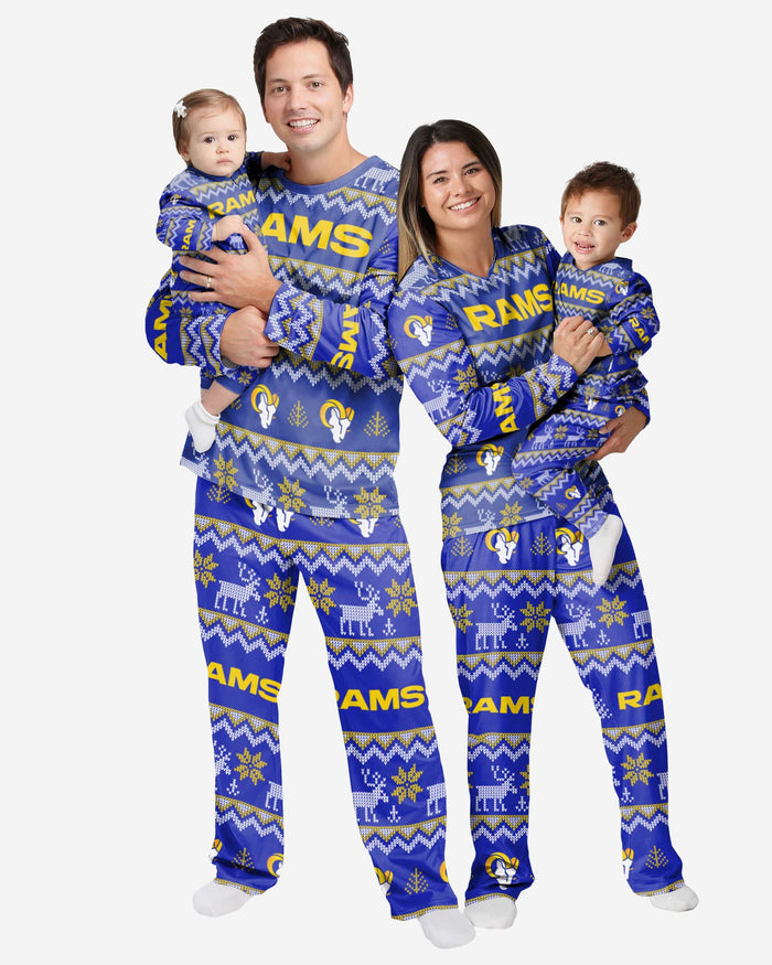 Los Angeles Rams Infant Ugly Pattern Family Holiday Pajamas FOCO - FOCO.com