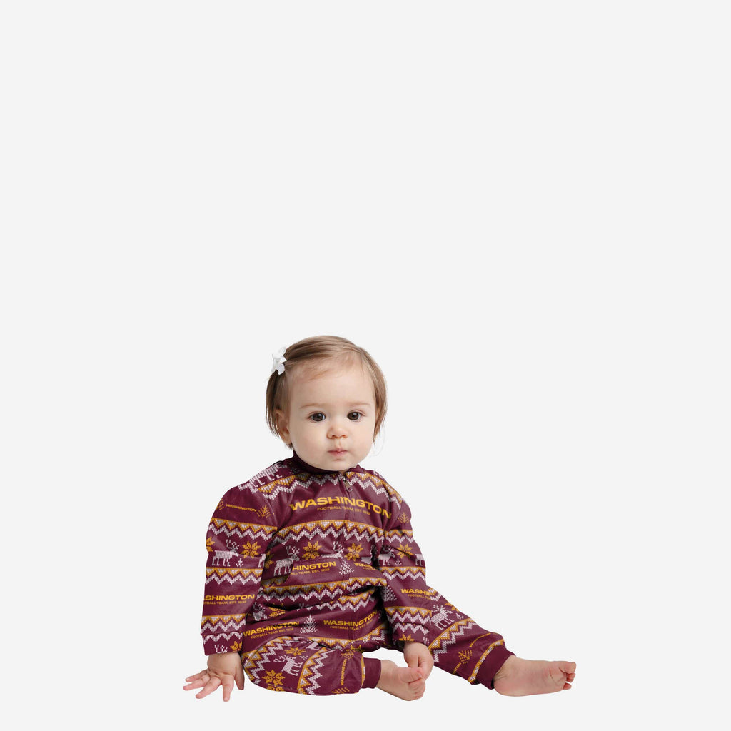 Washington Commanders Infant Ugly Pattern Family Holiday Pajamas FOCO 12 mo - FOCO.com