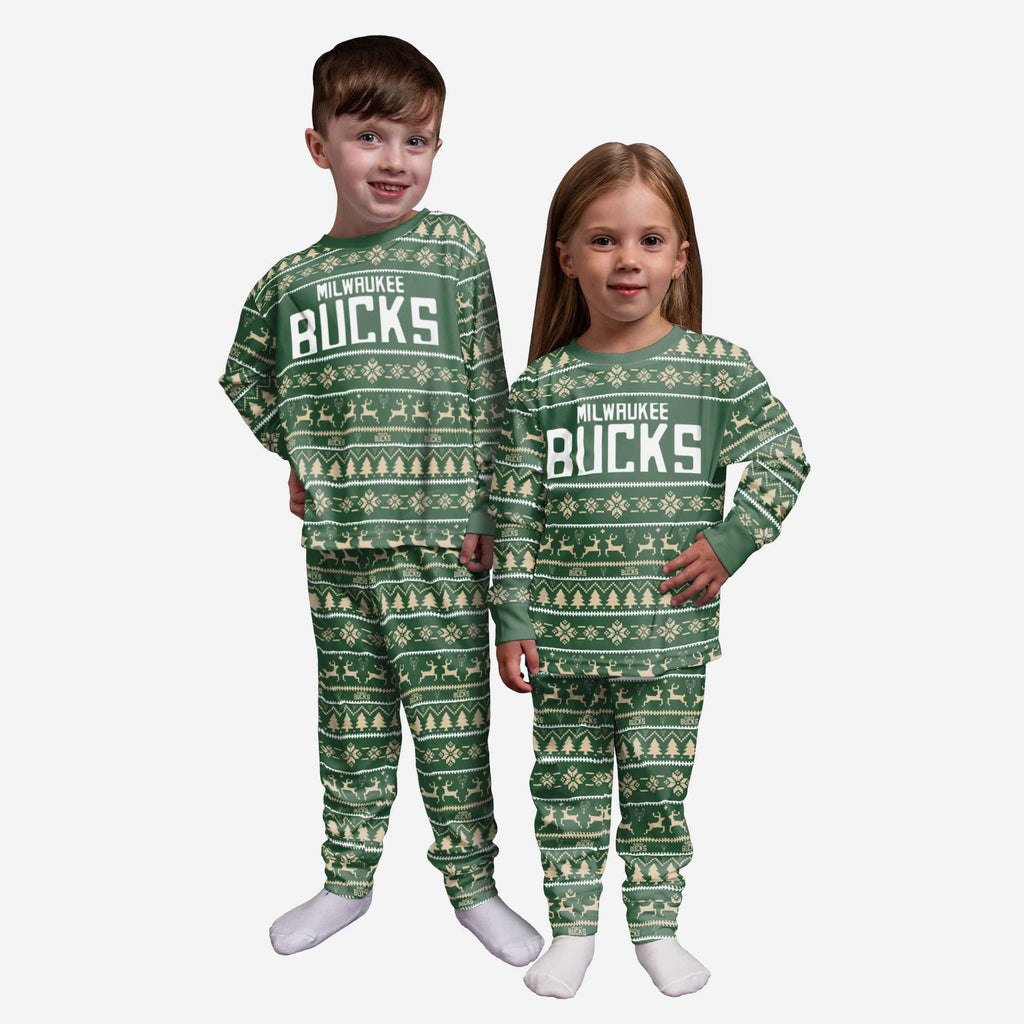 Milwaukee Bucks Toddler Family Holiday Pajamas FOCO 2T - FOCO.com