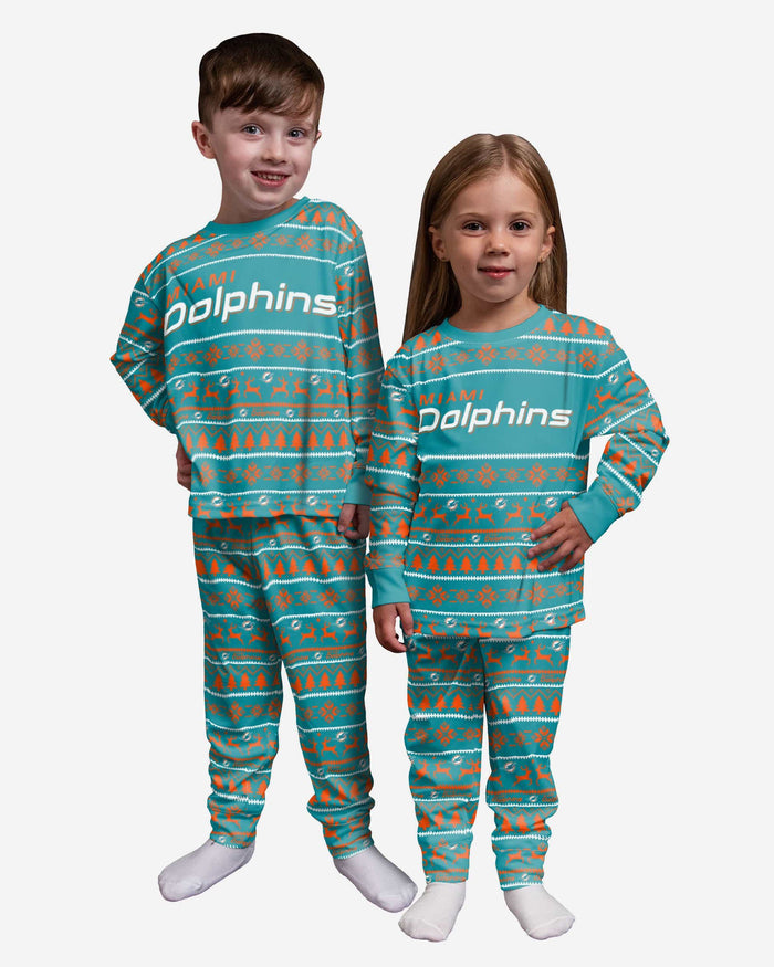 Miami Dolphins Toddler Family Holiday Pajamas FOCO 2T - FOCO.com