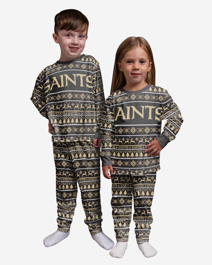 New Orleans Saints Toddler Family Holiday Pajamas FOCO 2T - FOCO.com