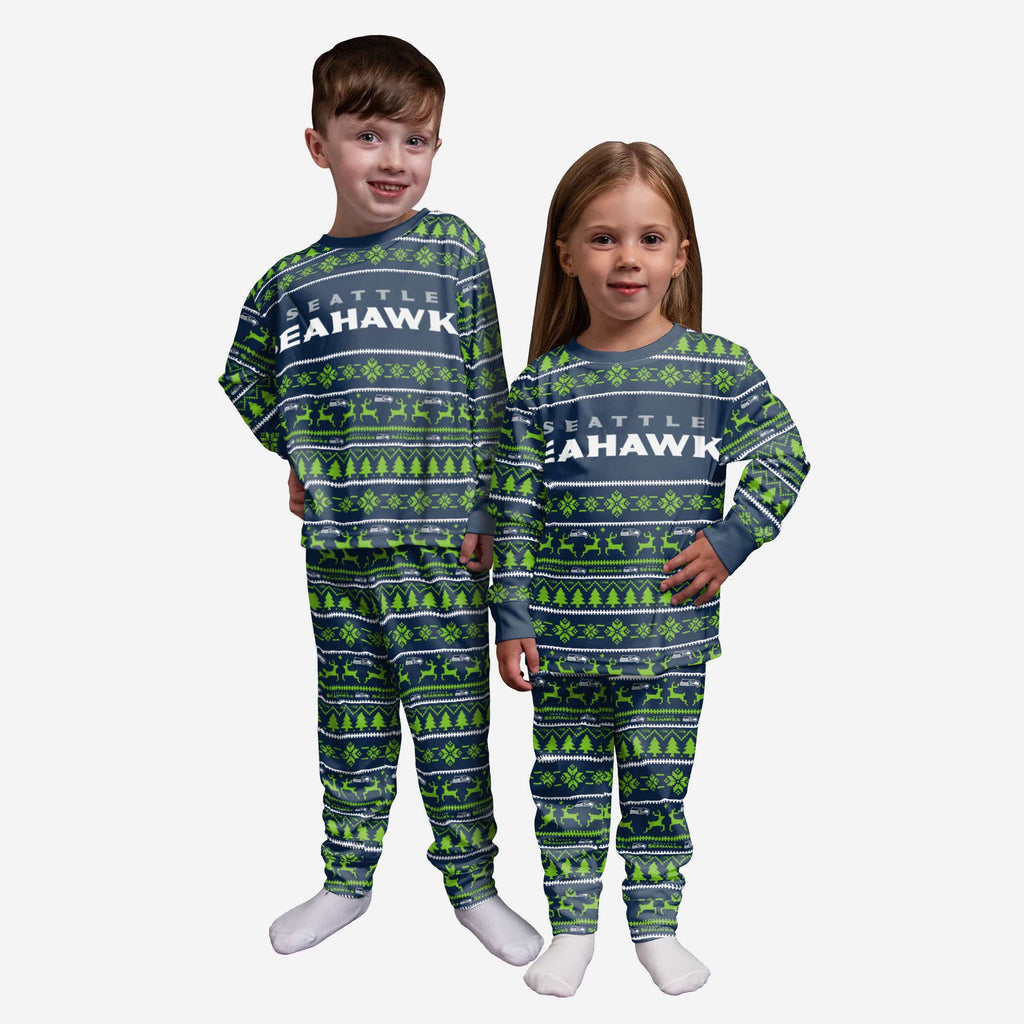 Seattle Seahawks Toddler Family Holiday Pajamas FOCO 2T - FOCO.com