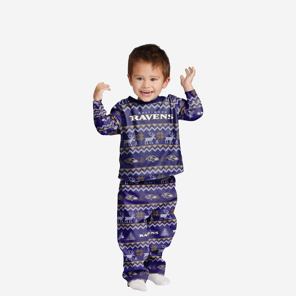 Baltimore Ravens Toddler Ugly Pattern Family Holiday Pajamas FOCO 2T - FOCO.com