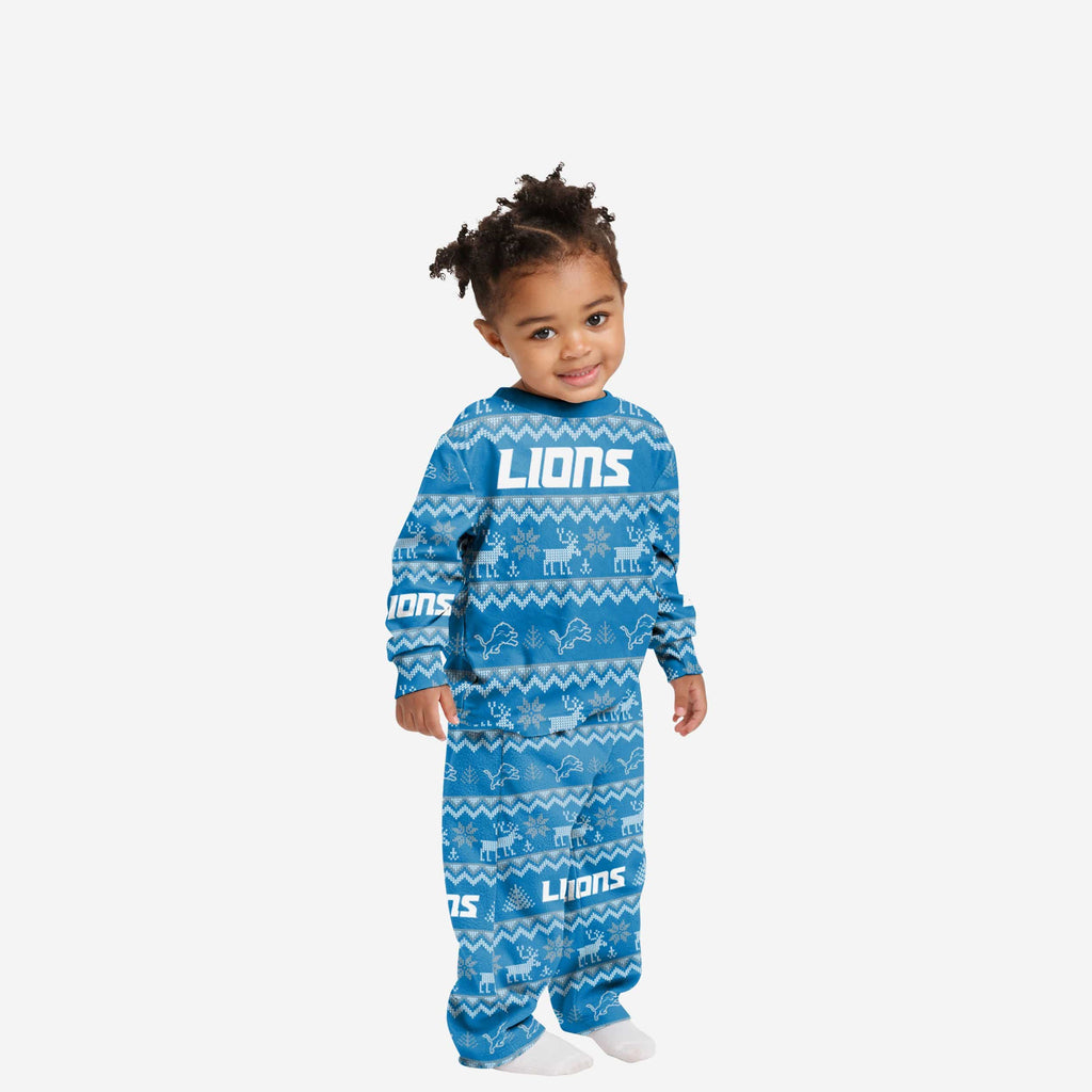 Detroit Lions Toddler Ugly Pattern Family Holiday Pajamas FOCO 2T - FOCO.com