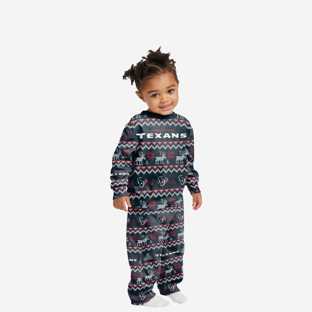 Houston Texans Toddler Ugly Pattern Family Holiday Pajamas FOCO 2T - FOCO.com