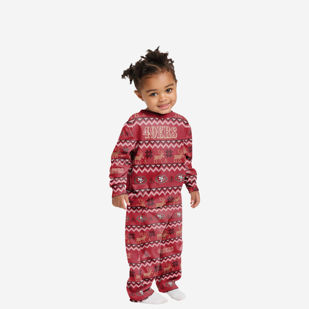 San Francisco 49ers Toddler Ugly Pattern Family Holiday Pajamas FOCO 2T - FOCO.com