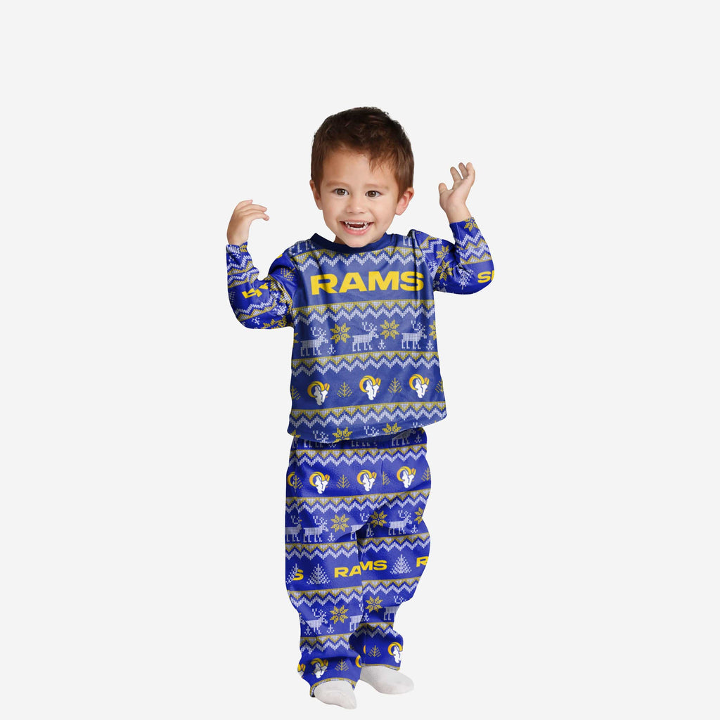 Los Angeles Rams Toddler Ugly Pattern Family Holiday Pajamas FOCO 2T - FOCO.com
