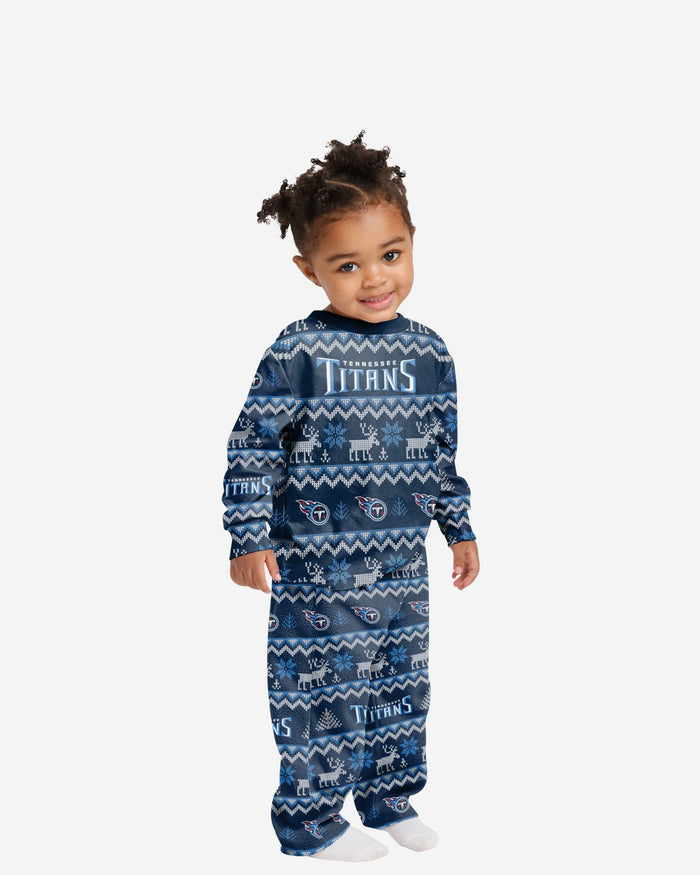Tennessee Titans Toddler Ugly Pattern Family Holiday Pajamas FOCO 2T - FOCO.com