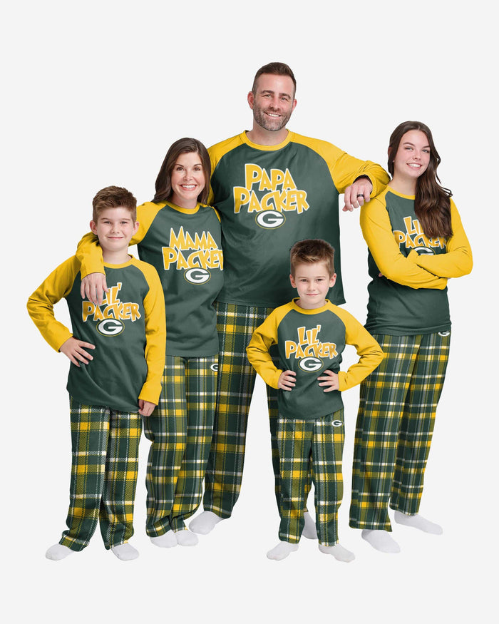 Green Bay Packers Toddler Plaid Family Holiday Pajamas FOCO - FOCO.com