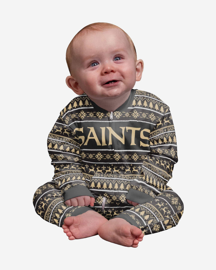 New Orleans Saints Infant Family Holiday Pajamas FOCO 12 mo - FOCO.com