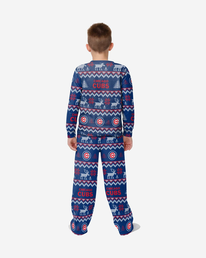 Chicago Cubs Youth Ugly Pattern Family Holiday Pajamas FOCO - FOCO.com