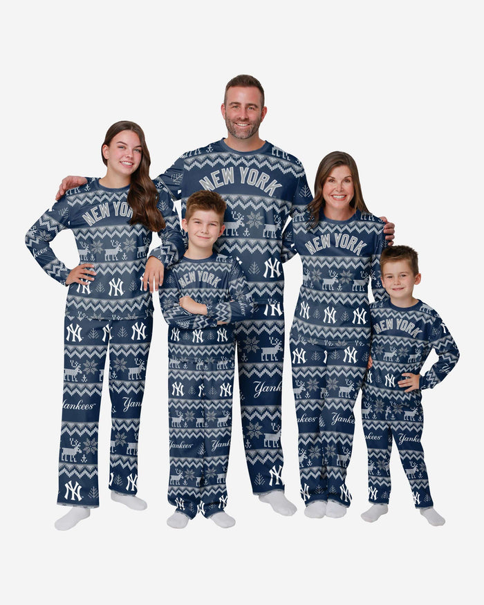 New York Yankees Youth Ugly Pattern Family Holiday Pajamas FOCO - FOCO.com